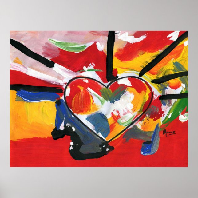 Bright colorful watercolor Heart patterns Poster (Front)