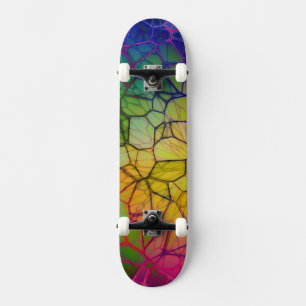 Bright Colorful Web Abstract Skateboard