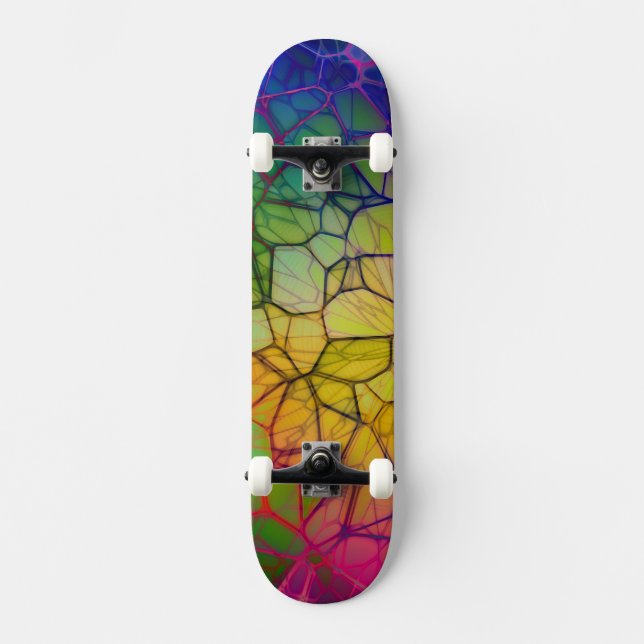 Bright Colorful Web Abstract Skateboard (Front)