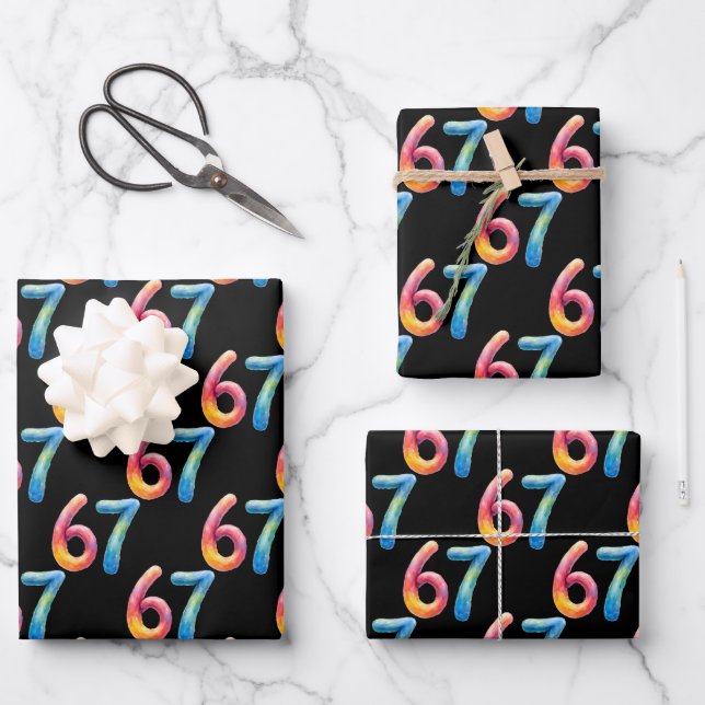 Bright Colors 67 No Meaning Whatsoever Black  Wrapping Paper Sheet (Front)