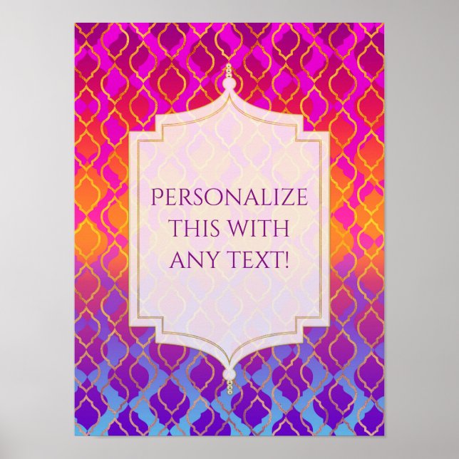 Bright Colors Arabian Moroccan Glam Party Banner Poster (Front)