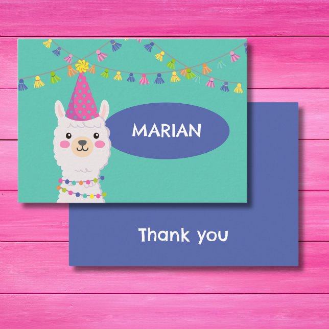 BRIGHT COLORS CUTE LLAMA THANK YOU ENCLOSURE CARD (Creator Uploaded)