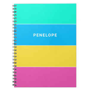 Bright Colors Horizontal Stripes Name Notebook