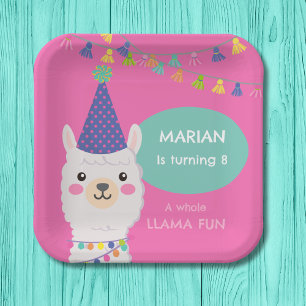 Bright colors llama Paper Plate