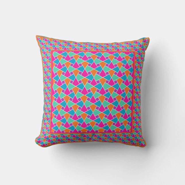Bright Colors Traditional Islamic Pattern Cushion (Front)