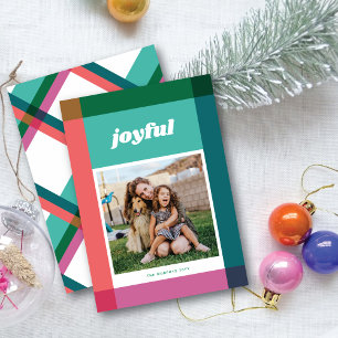 Bright Colour Block Frame One Photo Christmas Card