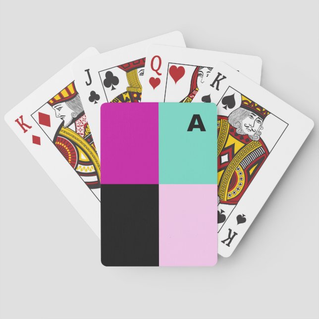 Bright Colour Block Geometric Abstract Monogrammed Playing Cards (Back)