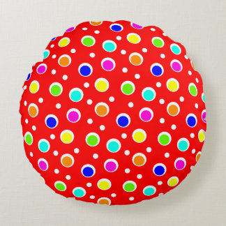 Bright Colour Dots Pattern Round Cushion