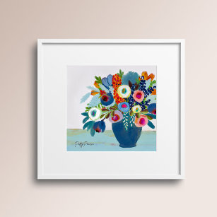 Bright Colour Flowers in a Vase Poster