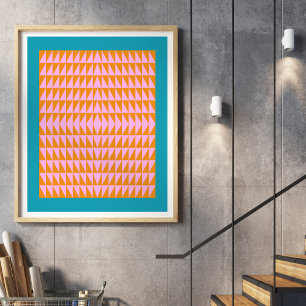 Bright Colour Geometric Art Turquoise Orange Pink Poster