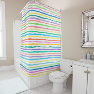 Bright colour hand-drawn lines shower curtain