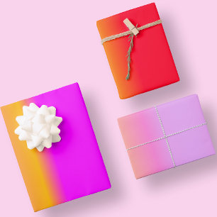 Bright Colour Modern Pink Red Yellow Orange Unique Wrapping Paper Sheet