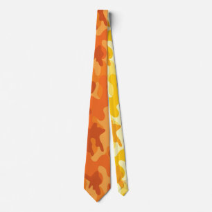 Bright colour orange yellow camo designer Neck Tie
