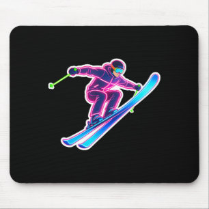 Bright colour skiing art ski lover skier winter mouse mat