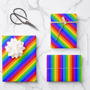 Bright Colour Small Rainbow Stripes Wrapping Paper Sheet