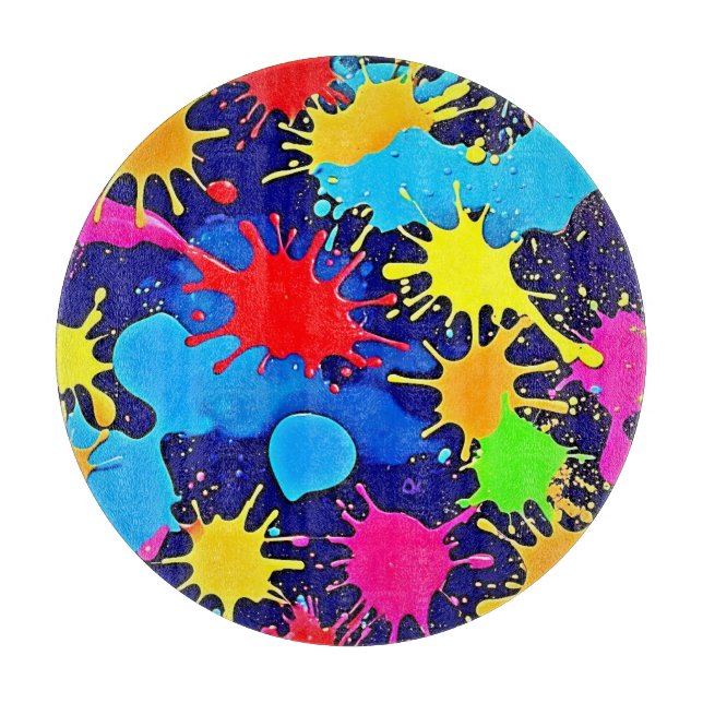 Bright Colour Splatter Cutting Board (Front)