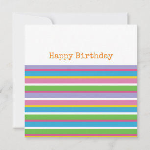 Bright Colour Stripes HAPPY BIRTHDAY Modern Preppy Card
