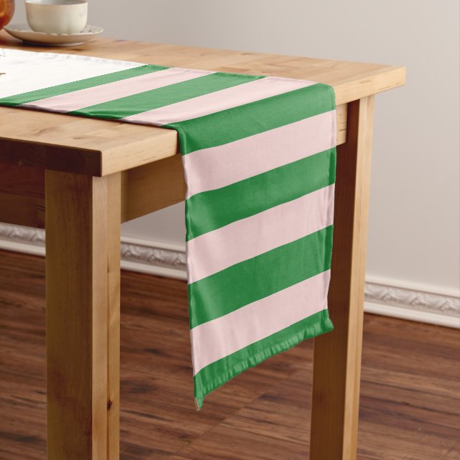 Bright Colour Stripes Modern Personalised Message Short Table Runner (In Situ)