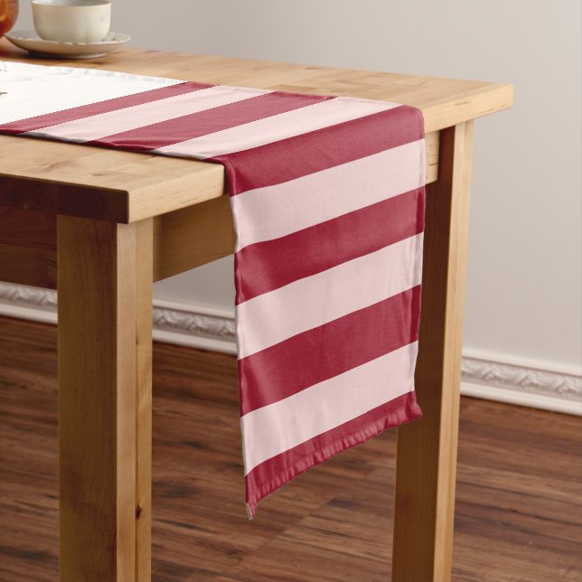 Bright Colour Stripes Modern Personalised Message Short Table Runner (In Situ)