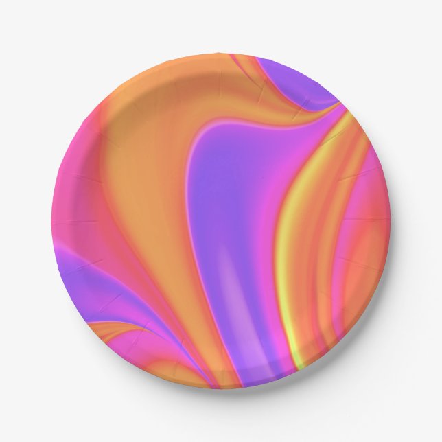 Bright Colour Swirl Paper Plate (Front)