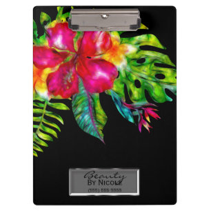 Bright Colour Tropical Floral Hibiscus Leaves Clipboard