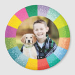 Bright Colour Wheel Round Photo Magnet<br><div class="desc">A fun gift for friends and family this colourful rainbow frame is the perfect addition to any fun photo.</div>