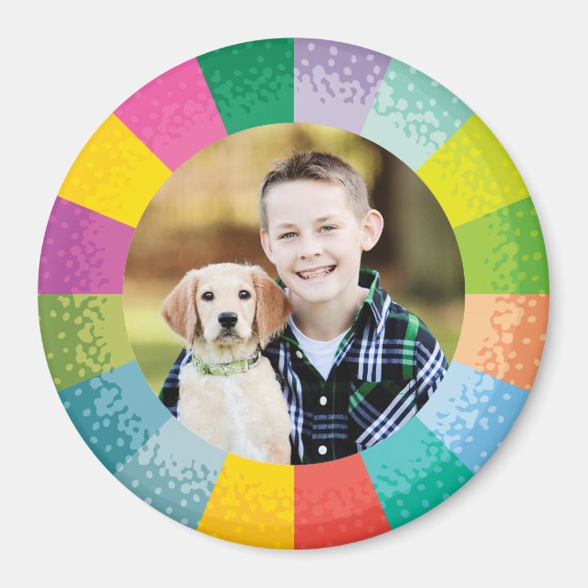 Bright Colour Wheel Round Photo Magnet (Front)
