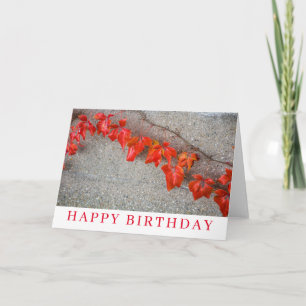 Bright coloured autumn leaves birthday card