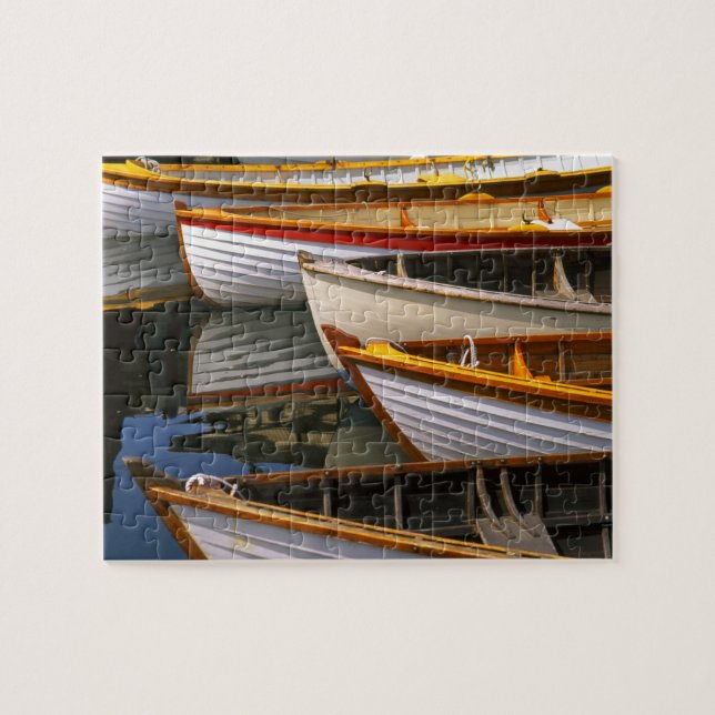 Bright coloured boats at the Wooden Boat Centre Jigsaw Puzzle (Horizontal)