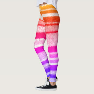bright coloured bold stripes shabby chic knitted  leggings