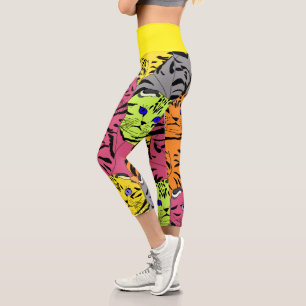 Bright Coloured Cat Face Capris