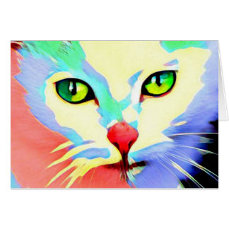 Bright coloured cat face card, blank inside