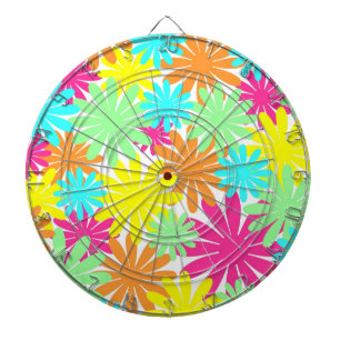 Bright coloured daisy flowers dartboard