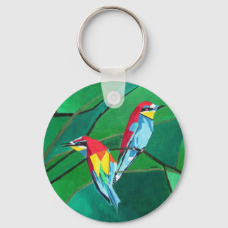 Bright Coloured European Bee Eater Bird Key Ring