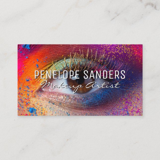 Bright Coloured Fashion Make Up | Womans Eye Business Card (Front)