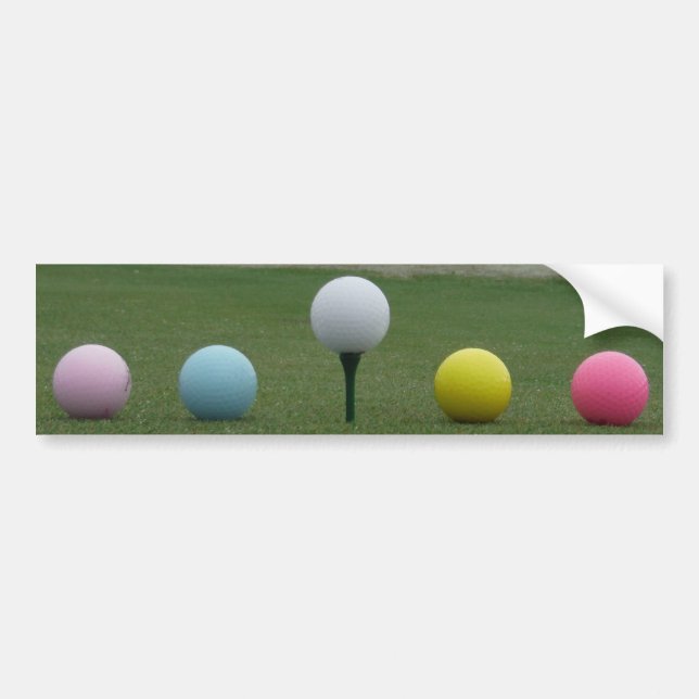 bright coloured Golf Balls on a mountain Bumper Sticker (Front)