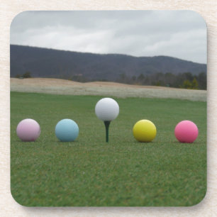 bright coloured Golf Balls on a mountain Coaster