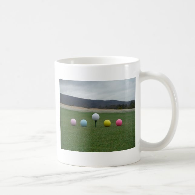 bright coloured Golf Balls on a mountain Coffee Mug (Right)