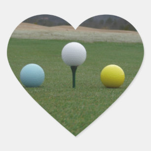 bright coloured Golf Balls on a mountain Heart Sticker