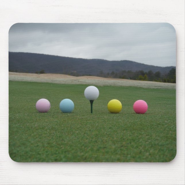 bright coloured Golf Balls on a mountain Mouse Mat (Front)