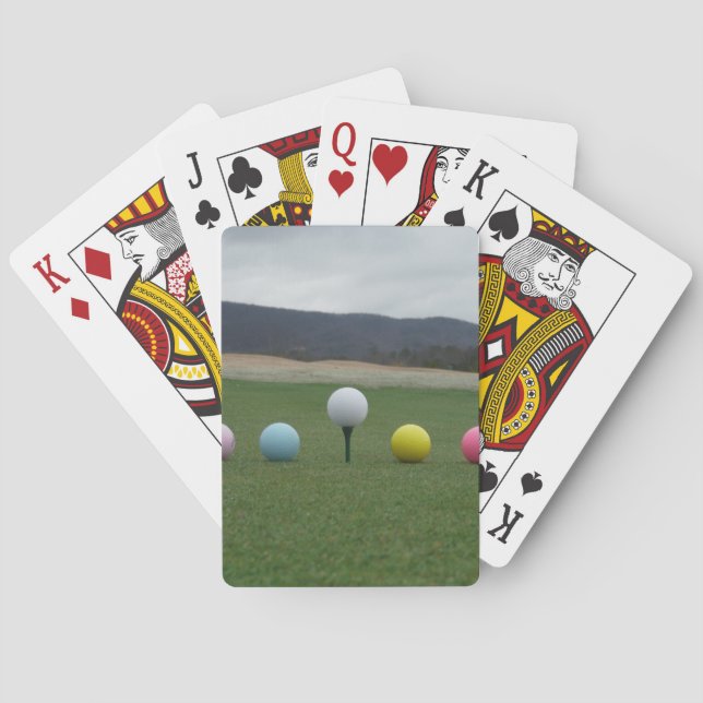 bright coloured Golf Balls on a mountain Playing Cards (Back)