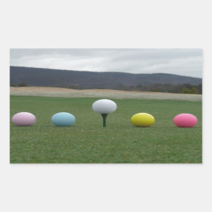 bright coloured Golf Balls on a mountain Rectangular Sticker