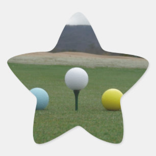 bright coloured Golf Balls on a mountain Star Sticker