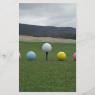 bright coloured Golf Balls on a mountain Stationery