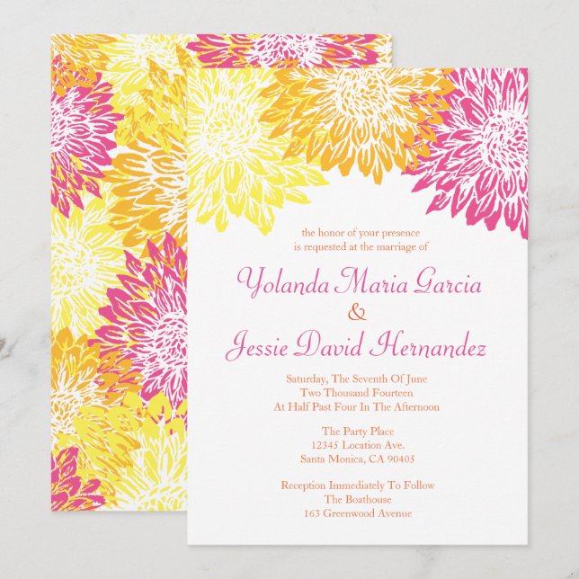 Bright Coloured Mums Wedding Invitation (Front/Back)