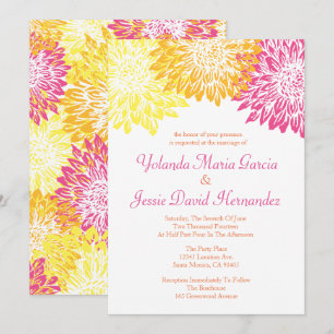 Bright Coloured Mums Wedding Invitation