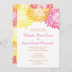 Bright Coloured Mums Wedding Invitation