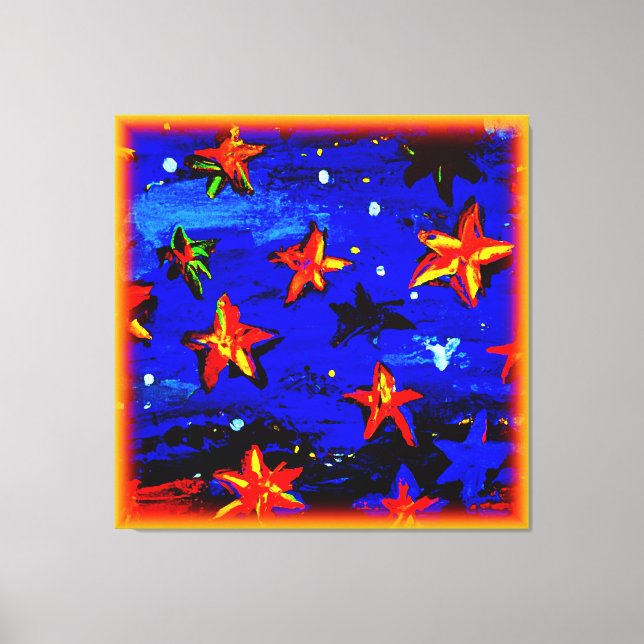 Bright Coloured Orange Stars. Buy Now Canvas Print (Front)
