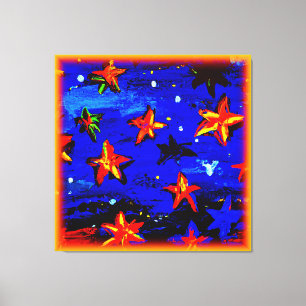 Bright Coloured Orange Stars. Buy Now Canvas Print