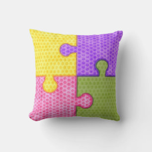 Bright Coloured Puzzle PIeces Cushion